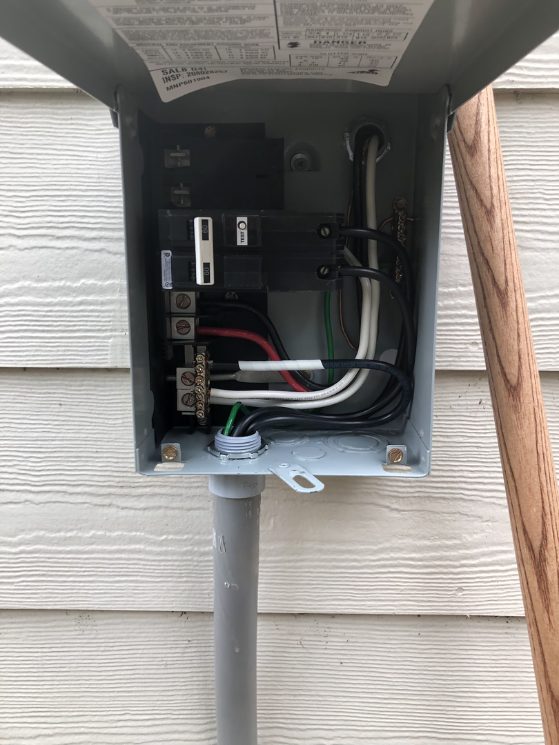 Hot tub and spa electrical panel with dedicated breakers and equipment wiring